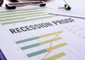 Recession proof is shown using the text and charts Royalty Free Stock Photo