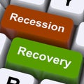 Recession And Recovery Keys Show Upturn Or Downturn Royalty Free Stock Photo