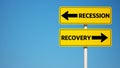 Recession and Recovery Sign with Clipping Path Royalty Free Stock Photo