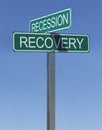 Recession Recovery Sign Royalty Free Stock Photo