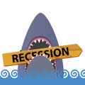 Recession with shark color vector