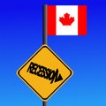 Recession sign Canadian flag Royalty Free Stock Photo