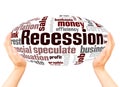 Recession word cloud hand sphere concept Royalty Free Stock Photo