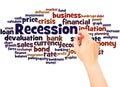 Recession word cloud hand writing concept Royalty Free Stock Photo