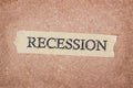 Recession word text written on piece of paper, global economic crisis