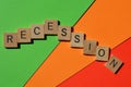 Recessions, wood letters falling downwards Royalty Free Stock Photo