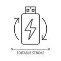 Rechargeable lithium ion battery linear manual label icon