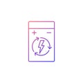 Rechargeable lithium polymer battery gradient linear vector manual label icon