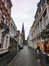 Rechtstraat in Maastricht, Netherlands with Sint-Martinuskerk Royalty Free Stock Photo