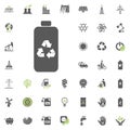 Recicled battery icon. Eco and Alternative Energy vector icon set. Energy source electricity power resource set vector.