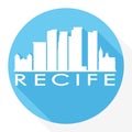 Recife Brazil Flat Icon Skyline Silhouette Design City Vector Art Round Logo.