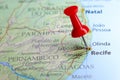 Recife, Brazil pin on map Royalty Free Stock Photo