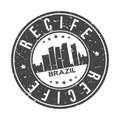 Recife Brazil Round Stamp Icon Skyline City Design Seal Vector.