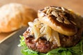 Authentic top quality American Burger with foie. Royalty Free Stock Photo