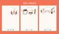 Recipe banner menu design with cute doodle icons, food set flyer cover