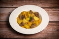 Recipe for beer and mustard beef chuck stew with potatoes, turnips and carrots