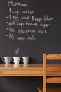 Recipe on blackboard wall