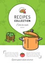 Recipe book Cover menu Cookbook A4 size. Boiling pot, Steam icon, Speech bubble with space for text Royalty Free Stock Photo