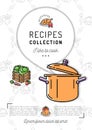 Recipe book Menu template Cookbook A4 size. Boiling pot, Speech bubble with space for text. Minimal design Royalty Free Stock Photo