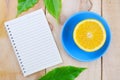 Recipe book with orange fruit Royalty Free Stock Photo