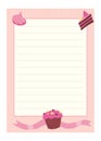 Recipe card. Cooking card template. Culinary notes and sticker with cute ingredients. Menu note template Royalty Free Stock Photo