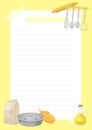 Recipe Card with Kitchen Items and Lines Vector Template