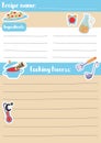 Recipe card template vector illustration in A5 size, vertical format. Stay home kids activity hobby