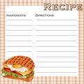 recipe card with waffle sandwich