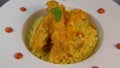 Recipe for chicken tenders with corn flakes and Italian Piombo pasta risotto and peppers