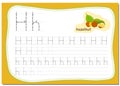Recipe for children how to write the letter H. The word for this letter is hazelnut