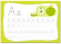 A recipe for children to write the letter A. The word for this letter Apple