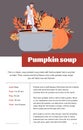 Recipe cooking of vegetable delicious pumpkin soup for thanksgiving dinner.