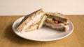 Delicious healthy sandwich with turkey and vegetables. Royalty Free Stock Photo