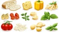 Recipe Ingredients: Cheese, Bread, Tomato, Basil Royalty Free Stock Photo