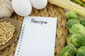 Recipe note, cooking ingredient and vegetable