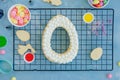 Recipe step by step. Step 7. Making an Easter cake egg shaped. Cakes decorated cream. Horizontal orientation. Top view. Royalty Free Stock Photo
