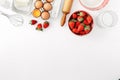 Raw ingredients cooking strawberry pie cake top view flat lay Re Royalty Free Stock Photo