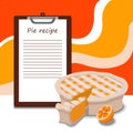 Recipe template for pie fruit oranges place for writing lines ready made pie