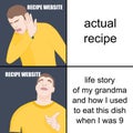 Recipe website problems - funny meme