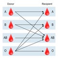 Recipient and Donor. Types of blood