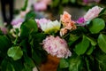 Recipient for Holy Water for Baptism ceremony. Flowers.