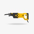 Reciprocating saw flat vector illustration