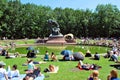 Recitals at the foot of the Monument to Chopin. Royalty Free Stock Photo