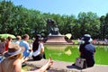 Recitals at the foot of the Monument to Chopin. Royalty Free Stock Photo