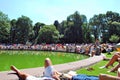 Recitals at the foot of the Monument to Chopin. Royalty Free Stock Photo