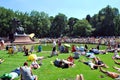 Recitals at the foot of the Monument to Chopin. Royalty Free Stock Photo