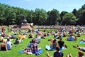 Recitals at the foot of the Monument to Chopin. Royalty Free Stock Photo