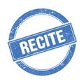 RECITE text on blue grungy round stamp