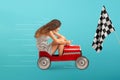 Reckless girl is driving very fast the car Royalty Free Stock Photo