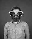 A reckless night. happy bearded man wear funny party glasses. mature event manager. lets have some fun. happy birthday Royalty Free Stock Photo